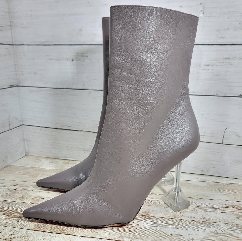 Amina Muaddi Giorgia Glass 95 leather ankle boots EU 41